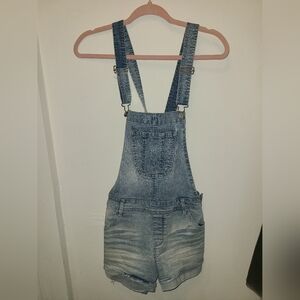 Wallflower Light Blue Denim Jean Short Overalls